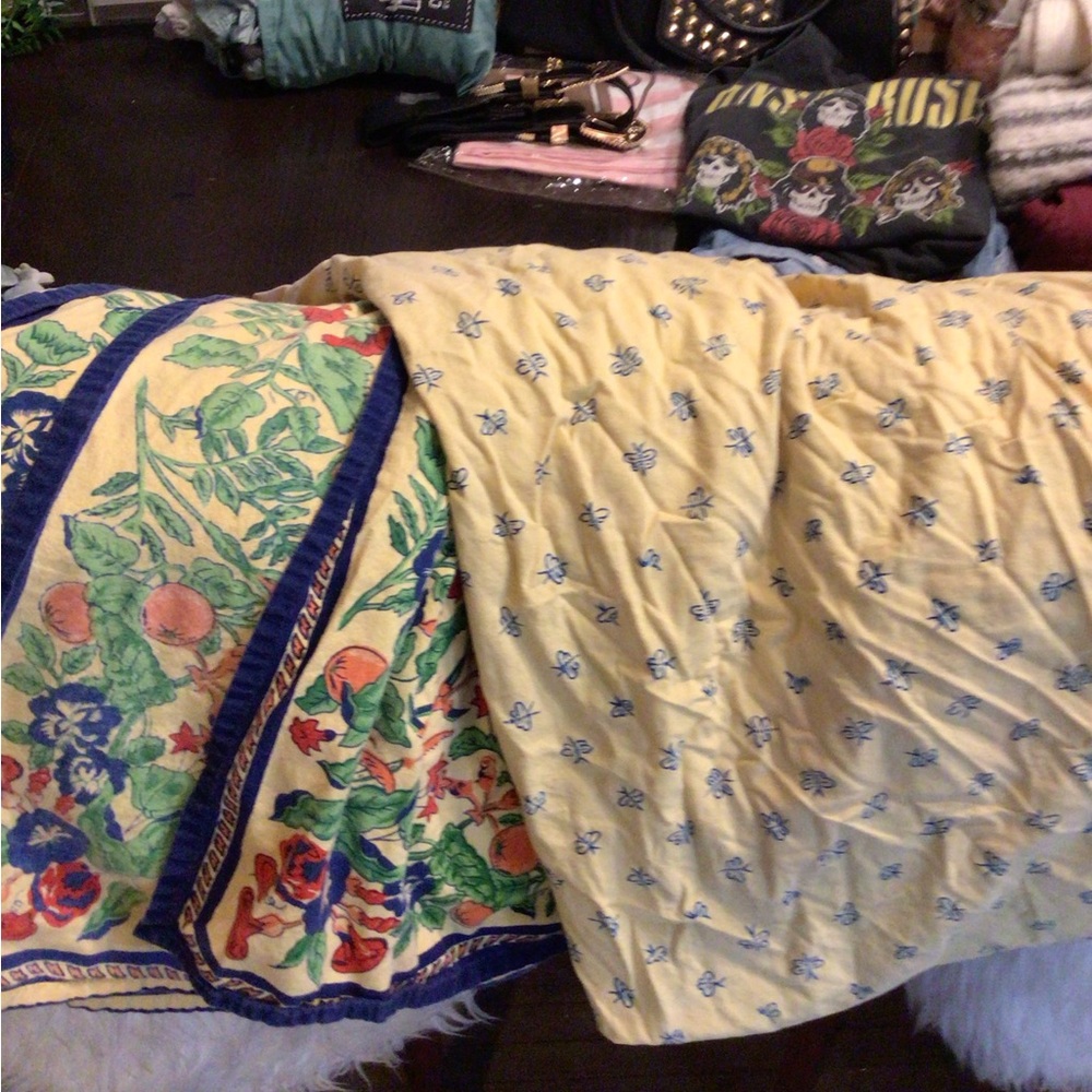 Vintage Williams Sonoma French Provence Yellow Floral Bedding/tablecloth